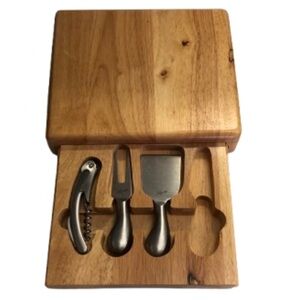 LEGACY BUTCHER BLOCK CHEESE PLATE • UTENSIL DRAWER W 3 CHEESE UTENSILS